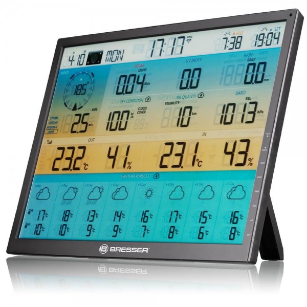 Station météo Bresser grand écran avec capteur extérieur 7-en-1 solaire