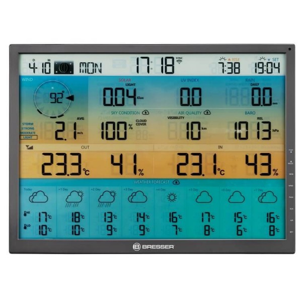 NB-7003210 - BRESSER - Station Météo Pro wifi avec ecran couleur, capteur 7  en 1 solaire, prévisions à 6 Jours