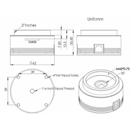 Caméra monochrome ZWO ASI178MM | Vente en ligne à petit prix pas cher