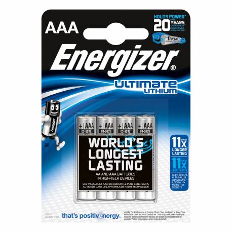 4 Piles LR3  (AAA) lithium 1,5V Energizer Ultimate