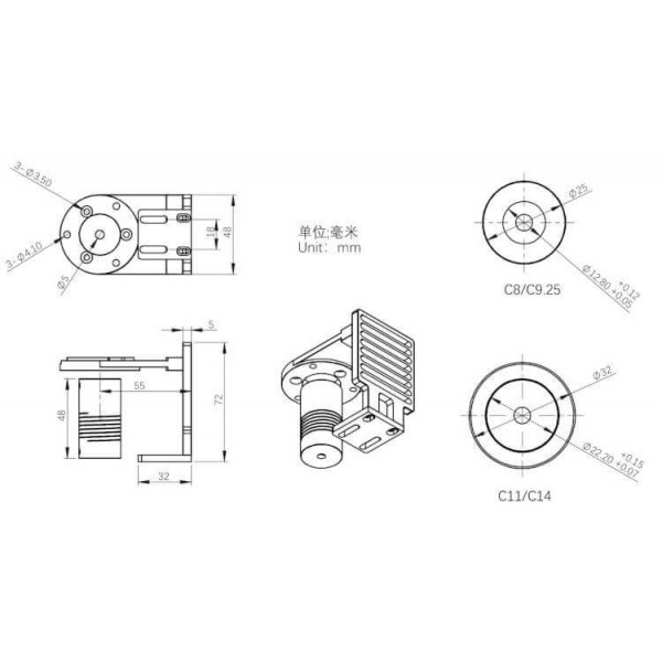 Platine d'adaptation pour EAF sur télescope C8 / C9,25