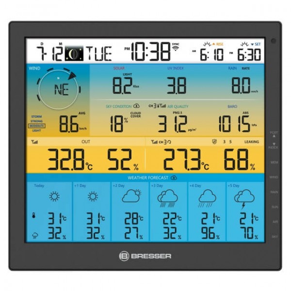 Station météo couleur avec capteur UV, luminosité, température et humidité  - Bresser