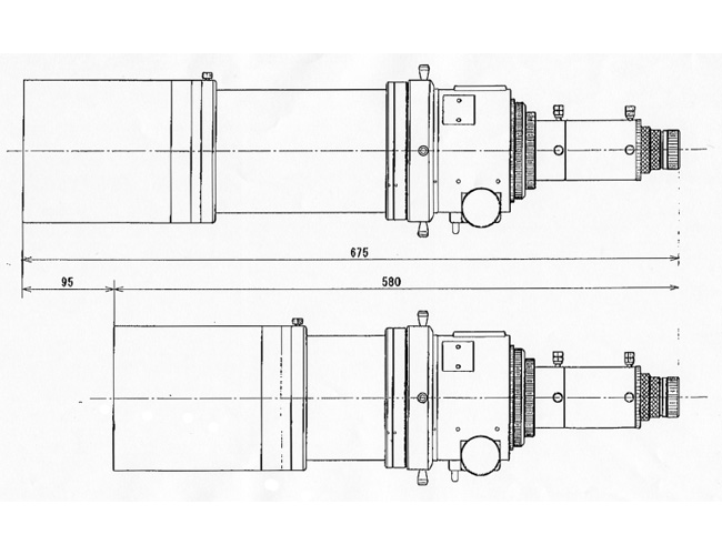 FSQ-106ED - Vues longitudinales cotées (en mm)