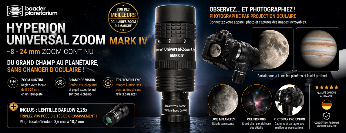 Oculaire Zoom Baader Hyperion Mark IV 8-24 mm avec Barlow 2,25x