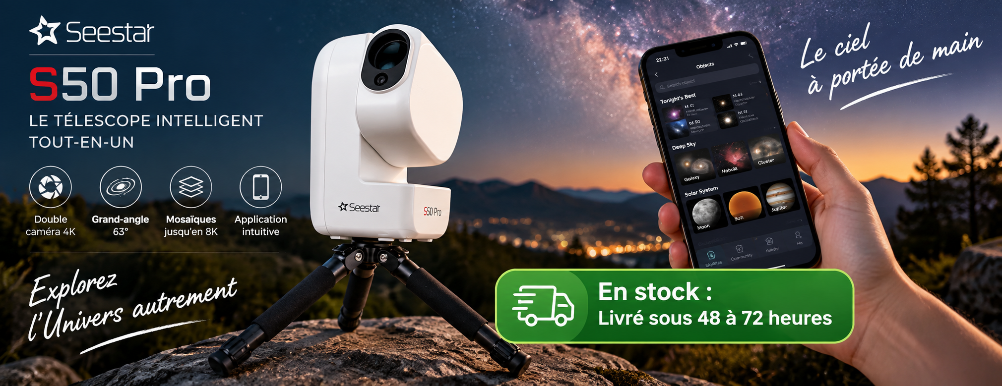 Seestar S50 Pro ZWO – Télescope intelligent en stock